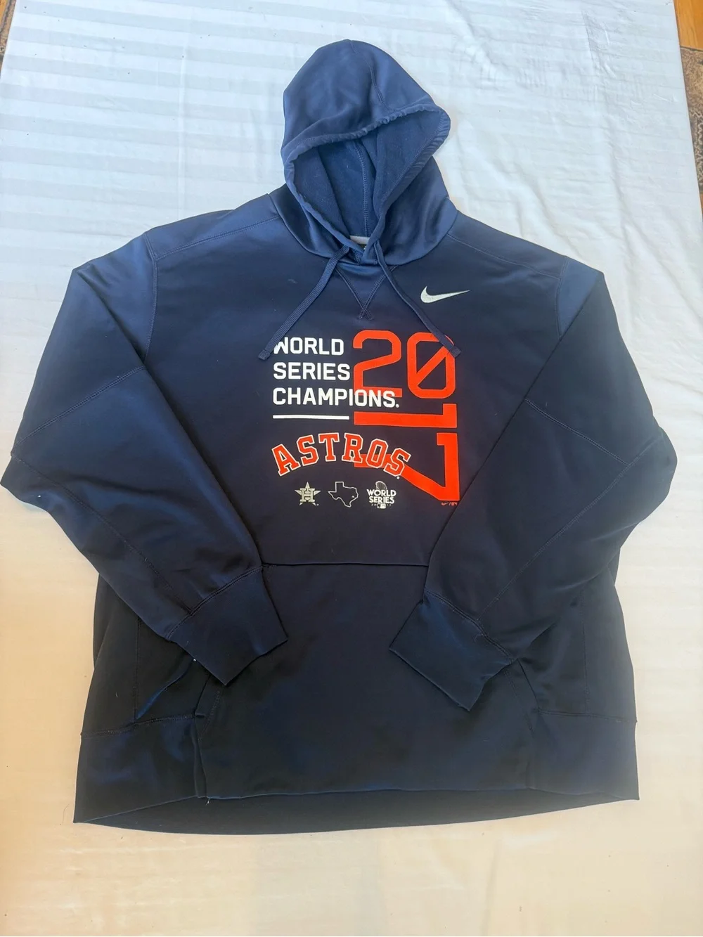 Nike Navy Blue Astros World Series Champions Hoodie with Orange Accents